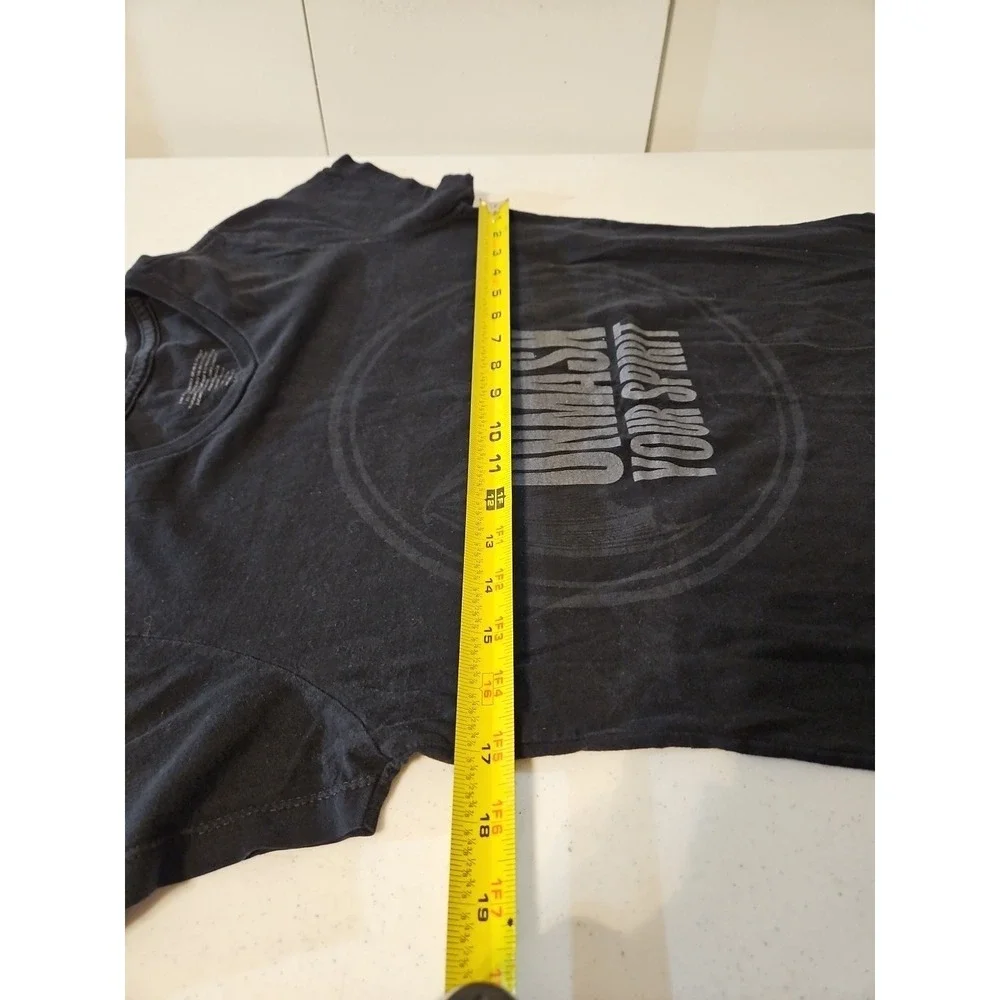 Bacardi Rum TShirt Womens Size Large Black Gray Bat Logo Unmask Your Spirit(1173